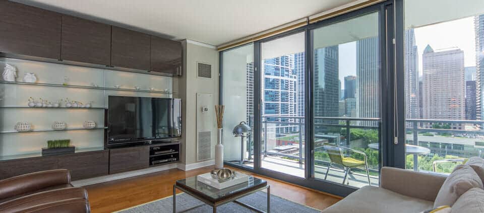 Condo With Views Of Lakeshore East Park 201 North Westshore Drive Living Area