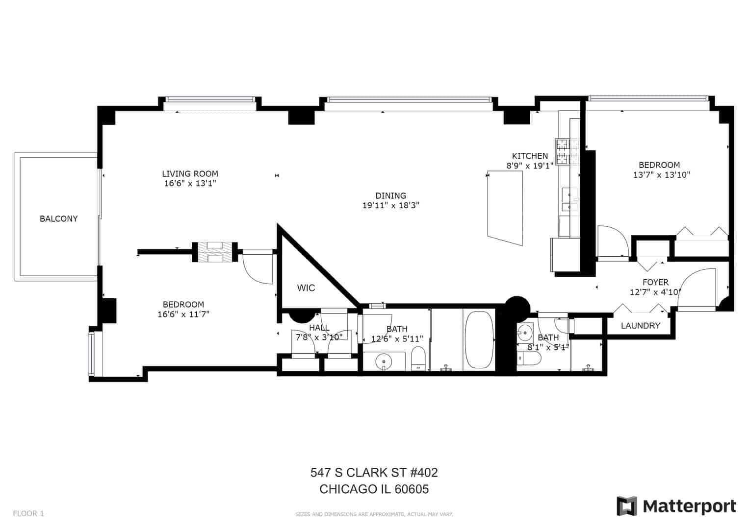 547 S Clark Street, Unit 402, Chicago IL - Floor Plan