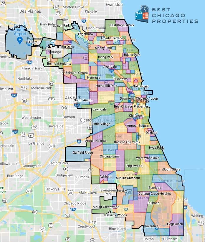 This is an interactive Google Map Chicago Neighborhood Guide, a Map of Chicago Neighborhoods with current Real Estate Listings - Best Chicago Properties, LLC