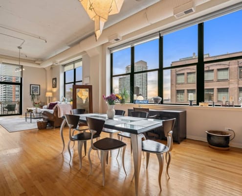 Classic Printer's Row loft - living and dining areas