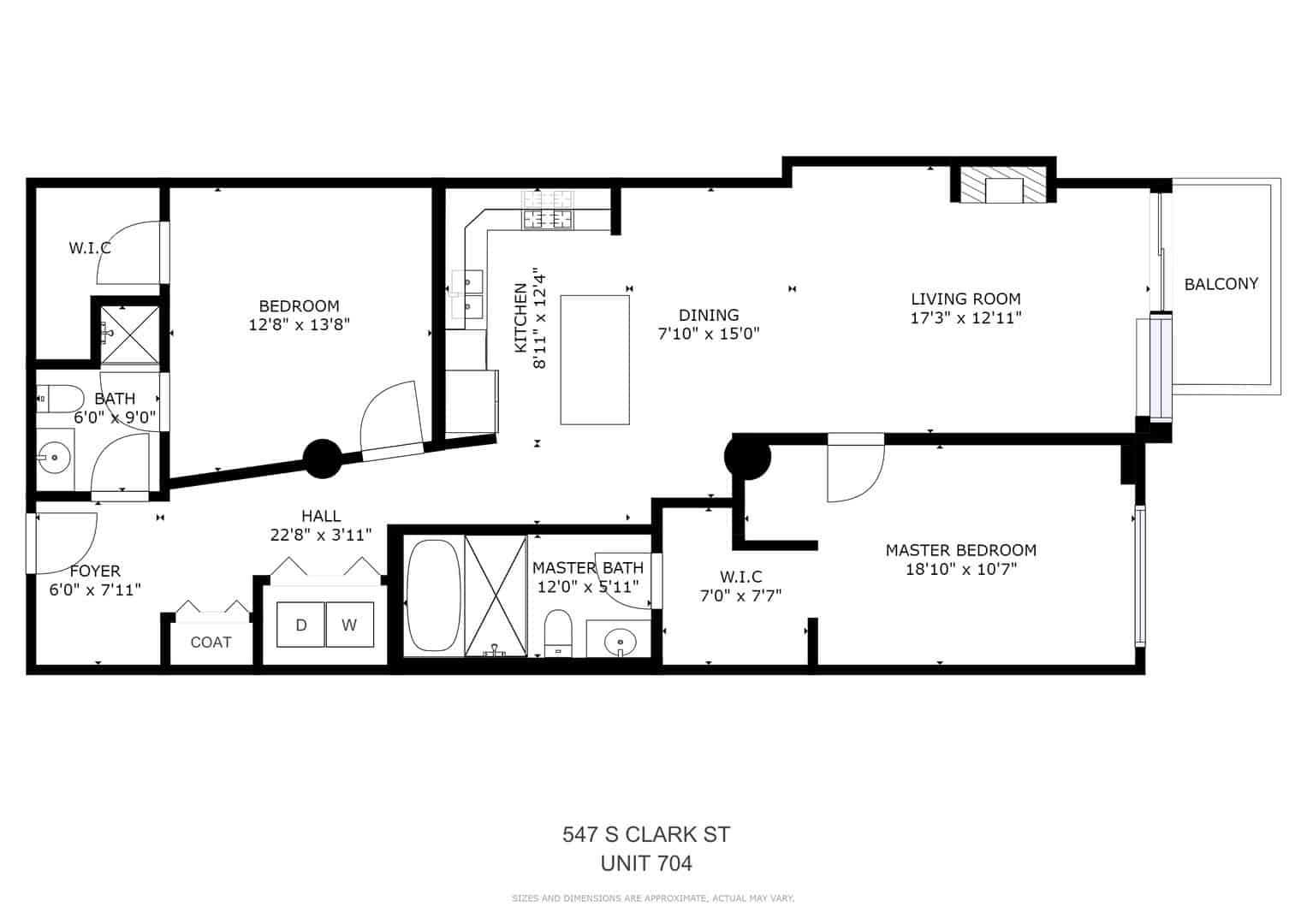 Sunny Printer's Row loft. 547 S. Clark Street Unit 704 - Floor Plan
