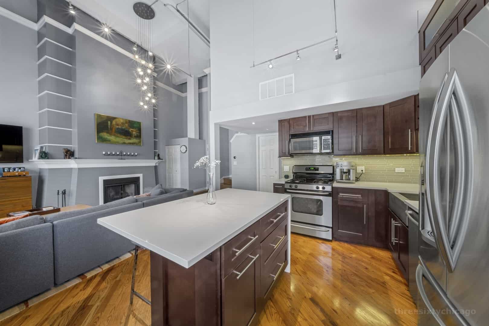Another view of the kitchen in unit 610 at Trevi Lofts.