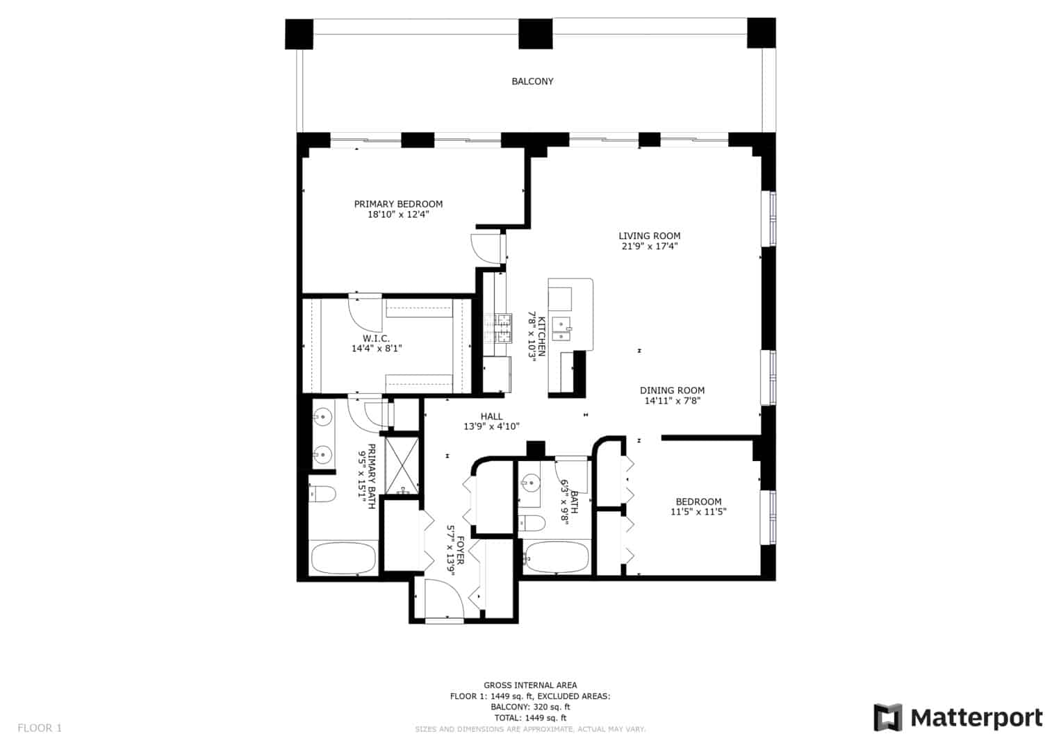 Floor plan at 1301 W Madison unit 308, Chicago IL 60607